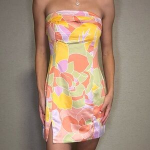 Mini pink and yellow floral dress